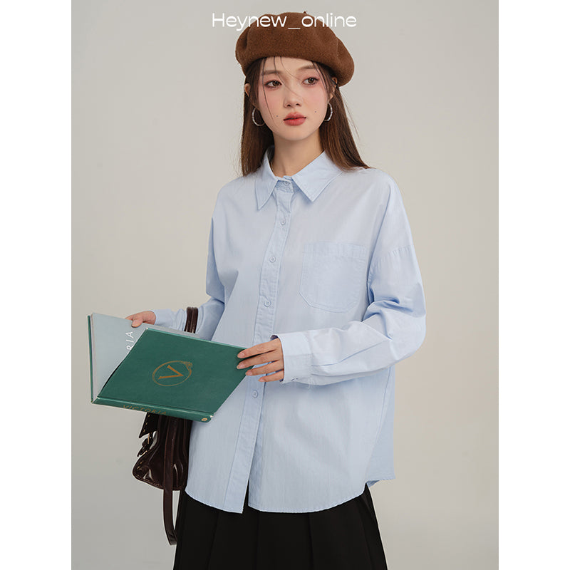 Solid Color Shirt For Women Casual Fashion All-matching
