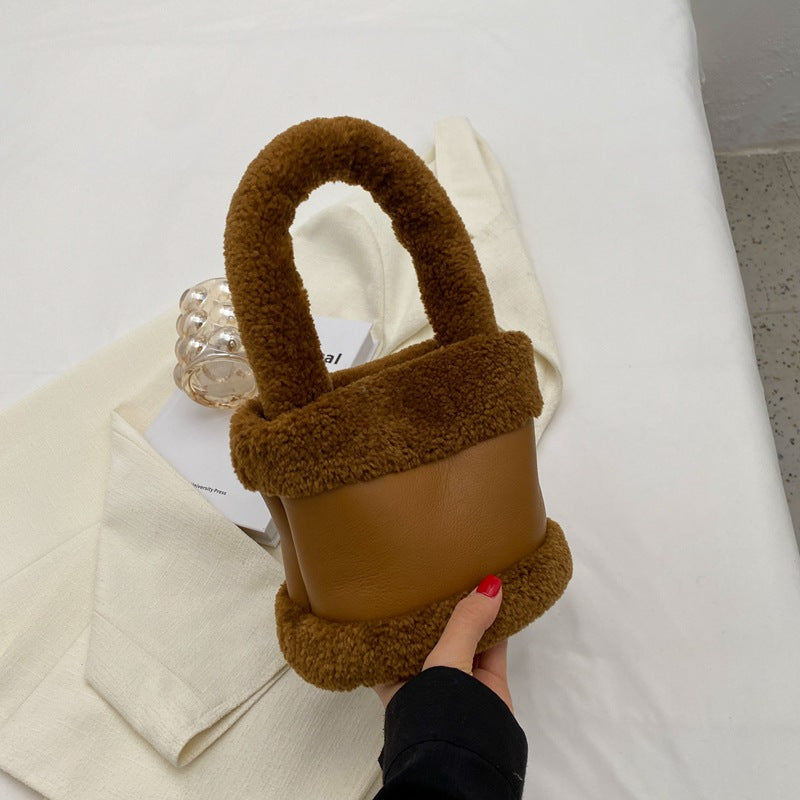 Tide Personality Splicing Fur Bag Sweet Handbag