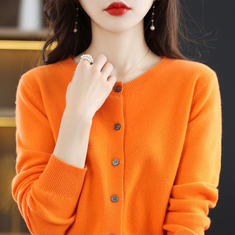 New Womens Short Long-sleeved Knitted Cardigan Sweater