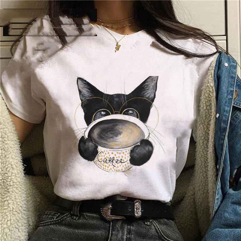 Personalized Cartoon Christmas Bee Print Regular Short Sleeve