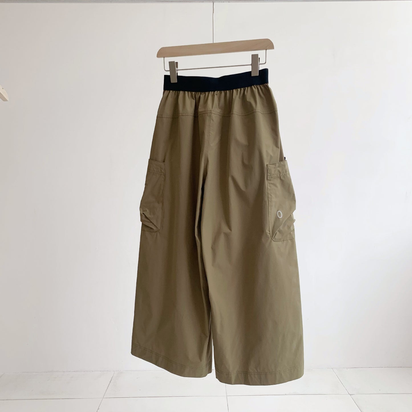 Løse vævede syede cropped wide-leg bukser til kvinder