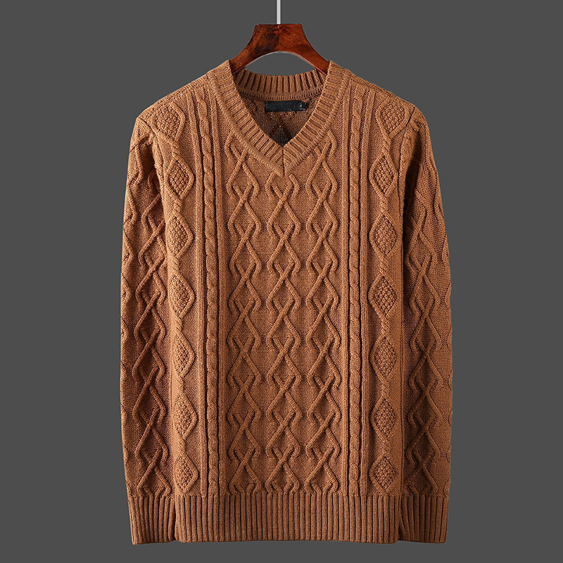 Warm Thick Line Bottoming Pullover Long Sleeved Sweetheart Neck Sweater