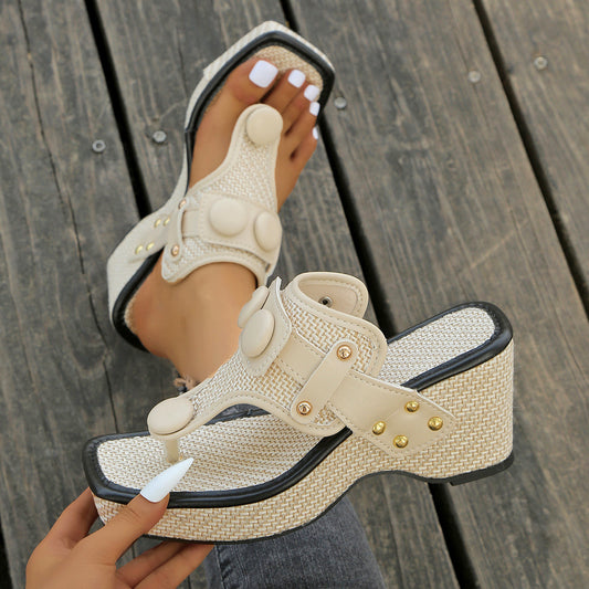 Plus Size Flip-toe Wedge Sandals