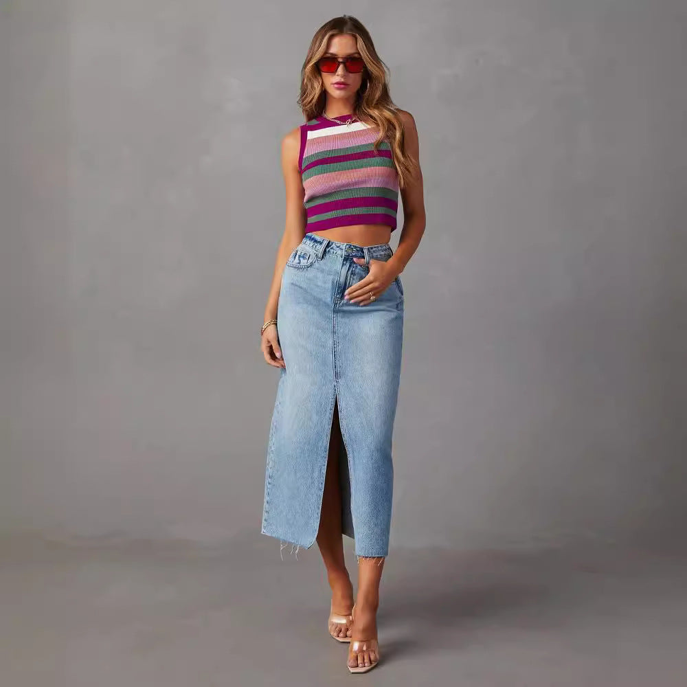 Dame Mode Slankende Denim Nederdel