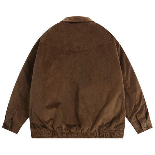Color Matching Large Pocket Cotton Jacket Coat Men's Loose Autumn And Winter Quilted Lapel Cotton Top