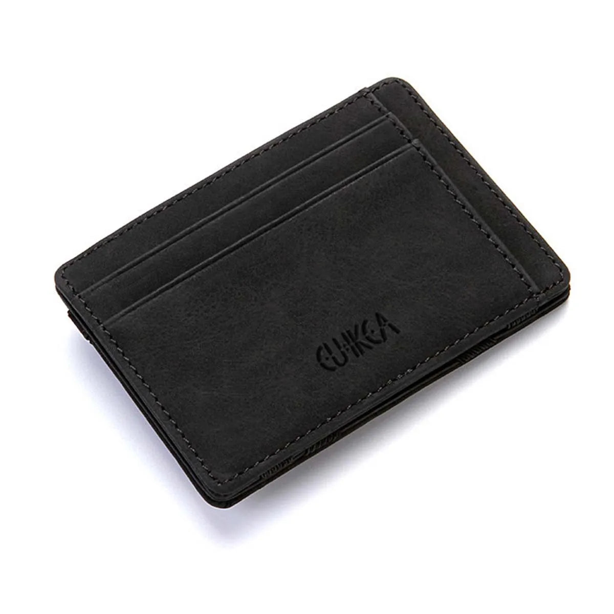 Creative Men'S Magic Wallet Coin Wallet Short Zipper Slim Leather Wallet Business ID Credit Card Cases Travel Short Wallet