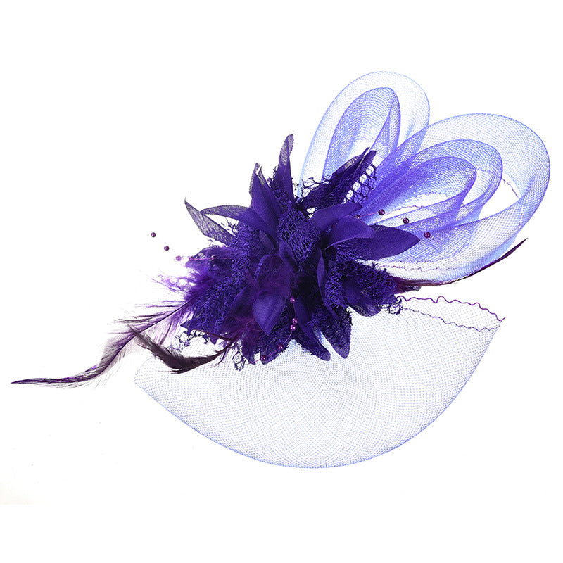 Bridal Feather Mesh Head Flower