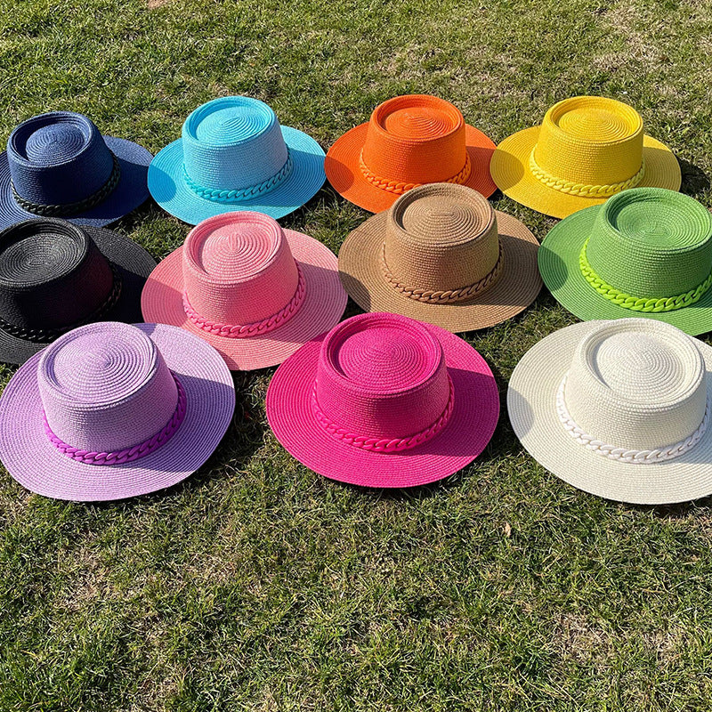 Candy Girl Chain Straw Hat Beach Big Brim