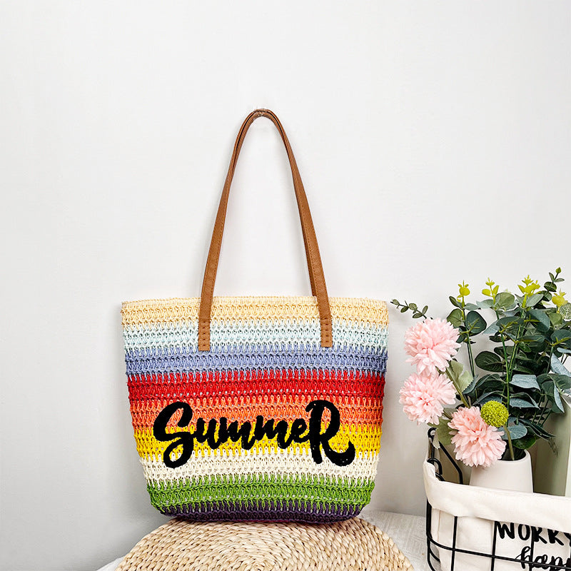 Straw-woven Womens Large-capacity Shopping Bag