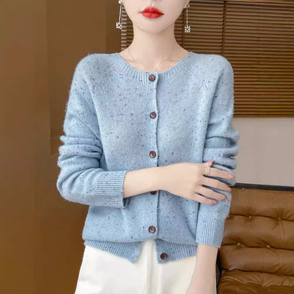 Women's Pure Wool Sweater Loose Round Neck Fashion Coat