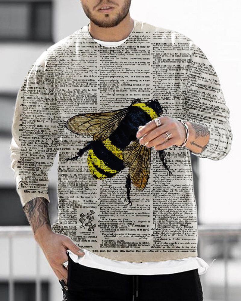 Men's Digital Printing Loose Casual Round Neck