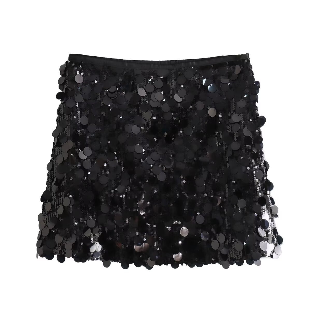 Lady Sequin Decorated Mini Skirt