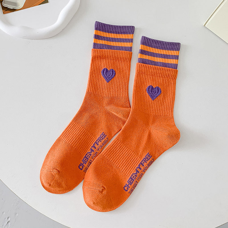 Women's Patchwork Striped Printed Mid Length Socks