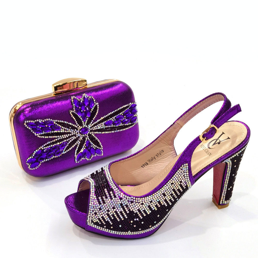 Pointed PU Rubber Fish Mouth Sandals With Buckle And Small Bag