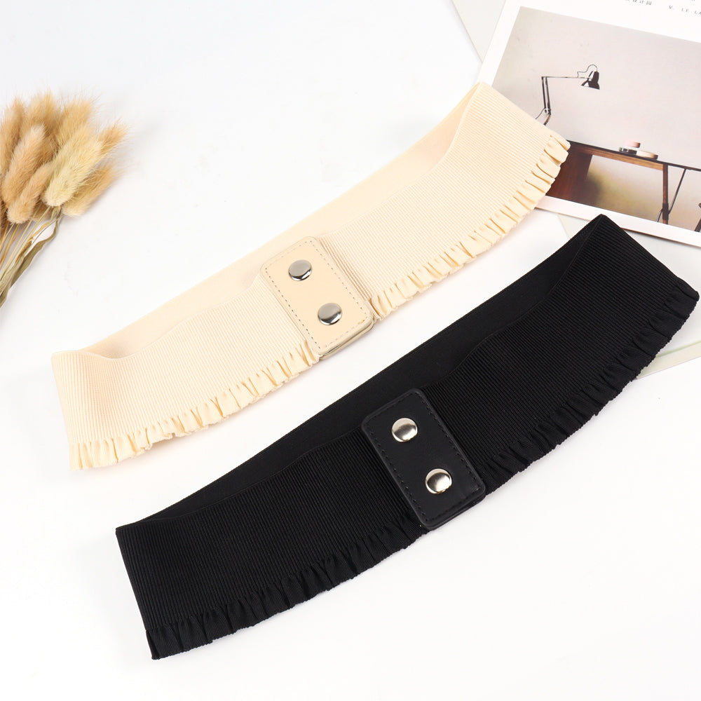 New Belt Women's Style Lace Elastic Belt Waist Seal Fashionable All Match Lady Pure Color Show Thin Decorative Dress