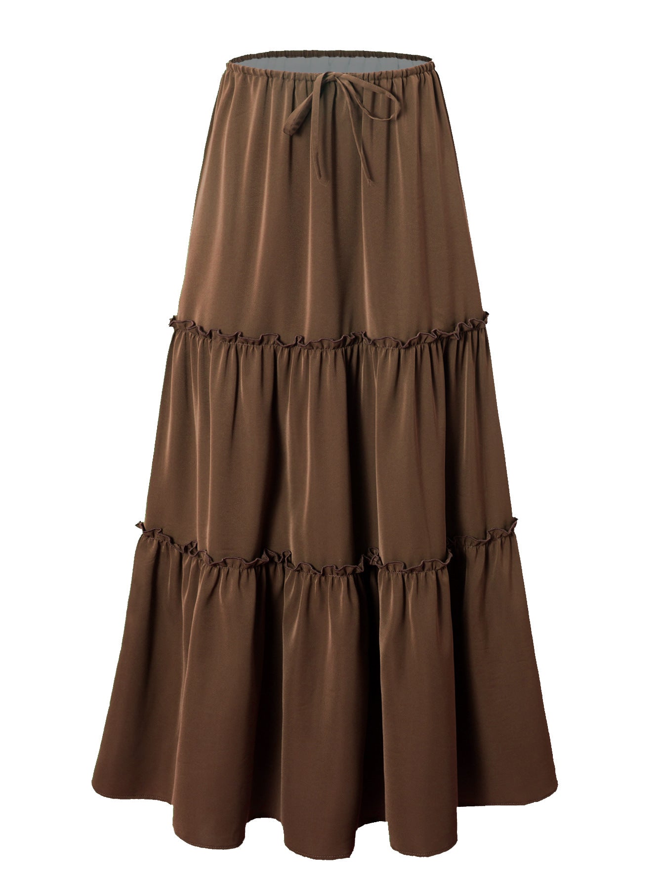 Womens High-waisted Elastic-waist Long Skirt With Pockets