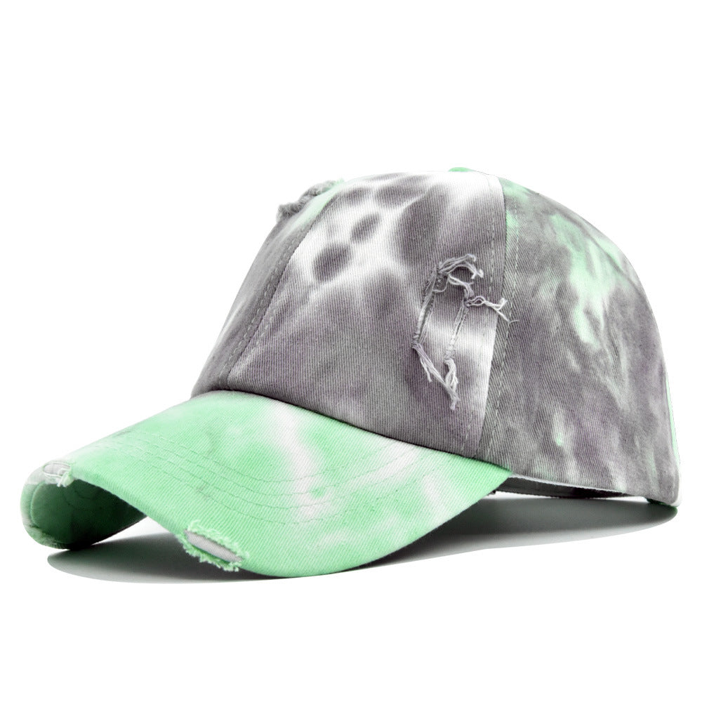 Women's Fashionable Broken Hole Graffiti Cap