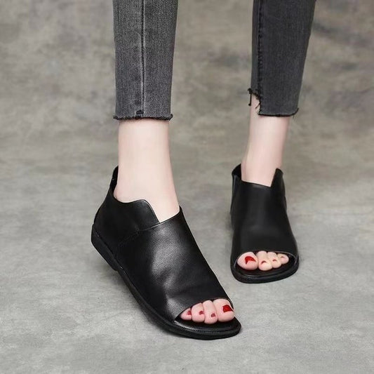 Nye Håndlavede Flade Bløde Læder Soft Bottom Cover Heel Romansko