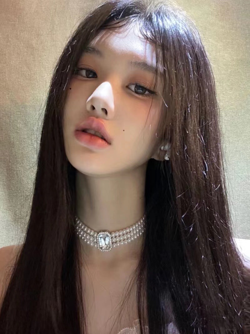 Women's Long Hair Full-head Wig Mid-length Fluffy Eight-character Bangs