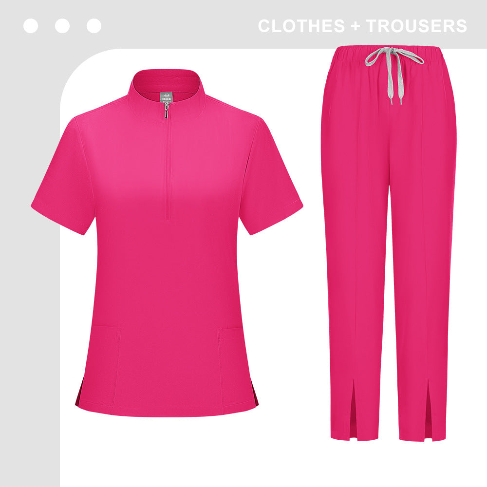 Solid-color Scrub Suit For Women