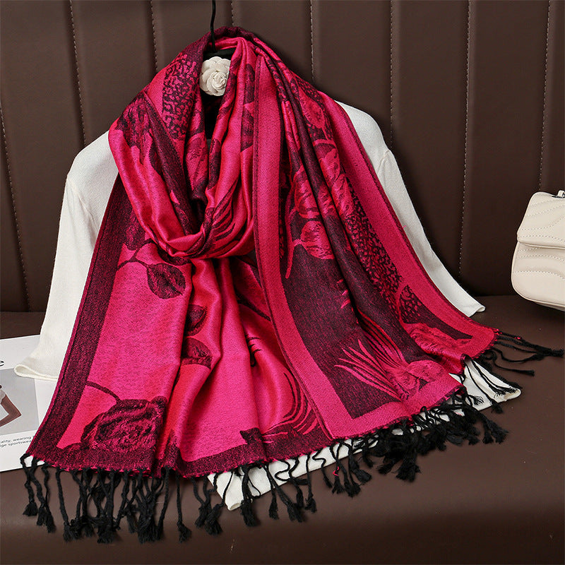 Womens AutumnWinter Faux Cashmere Shawl Cozy Wrap Scarf For Warmth