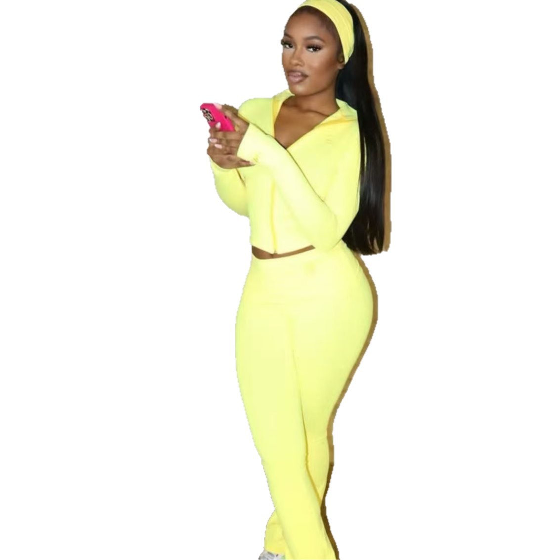 Top Casual Trousers Fashion Hair Band Three-piece Set