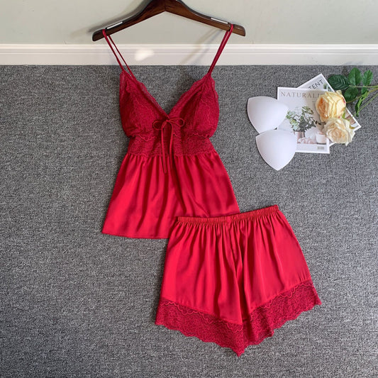 Strap Nightwear Women's SpringSummer New Arrival Top And Shorts Two-Piece Set