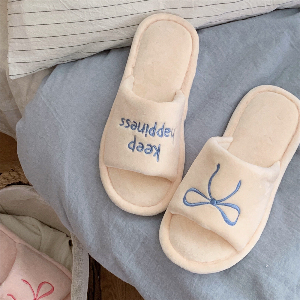 New Creative English Letters Ins Style Word Soft Flat Bottom Ladies Cotton Slippers