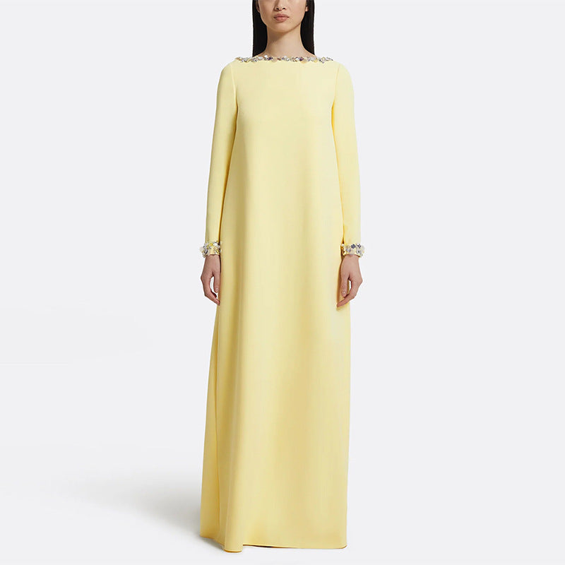Fashionable Minimalist Beaded Loose-fitting Long Dress