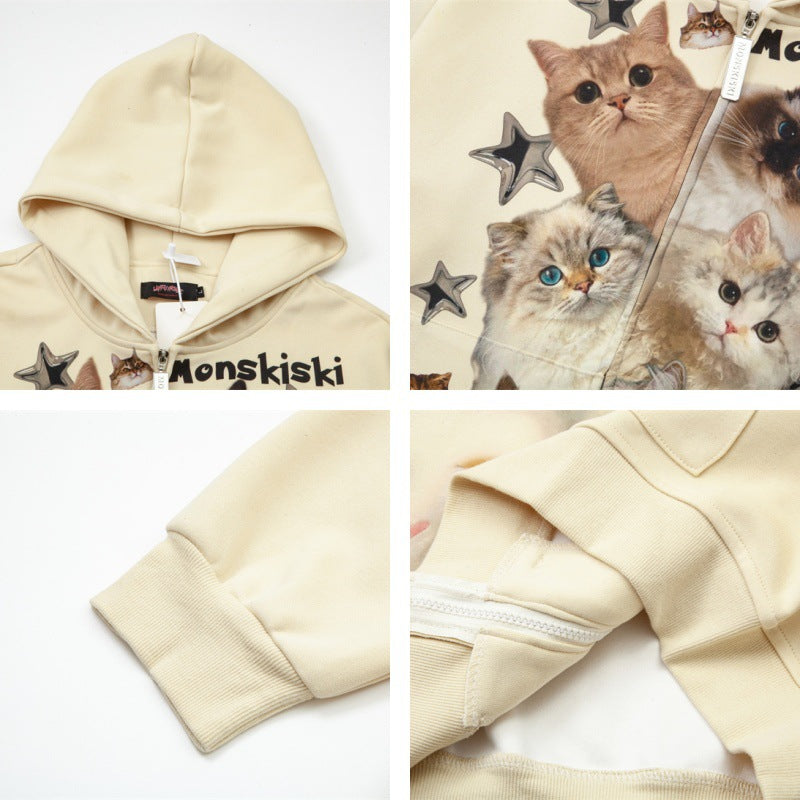 Modebrand Fun Cat Show Cardigan Hættetrøje Mænd Og Kvinder