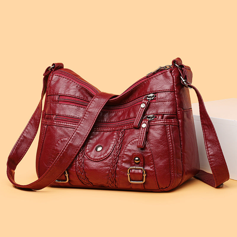 Multi-compartment Shoulder Soft Advanced Texture Crossbody Bag