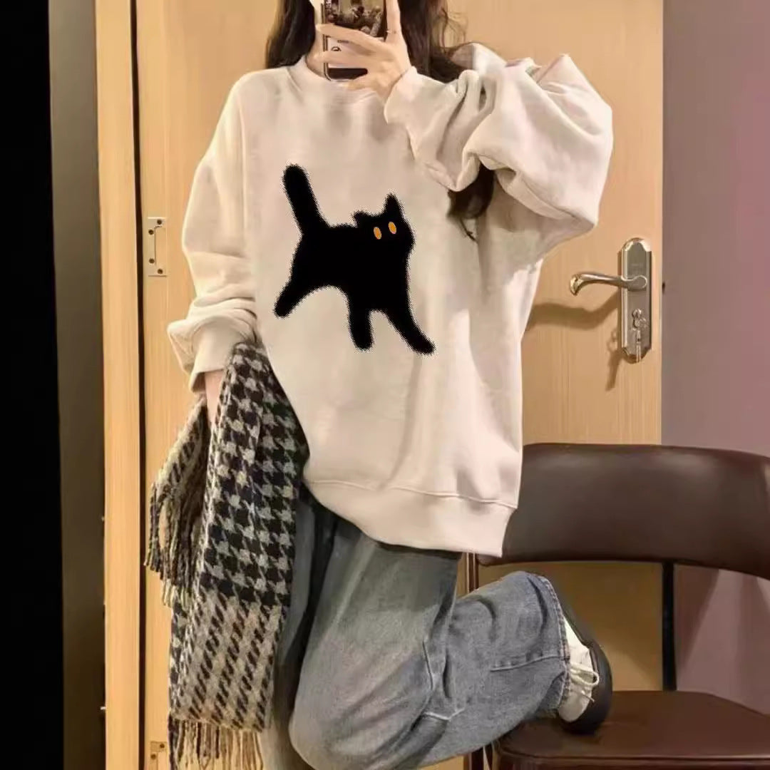 Amerikansk Retro Oversize Rundhalset Sweater Til Kvinder