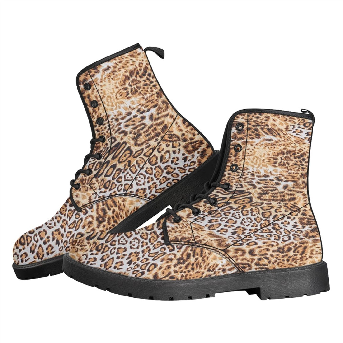 Printed Women's Leather Flat Bottom Low Heel British Martin Boots