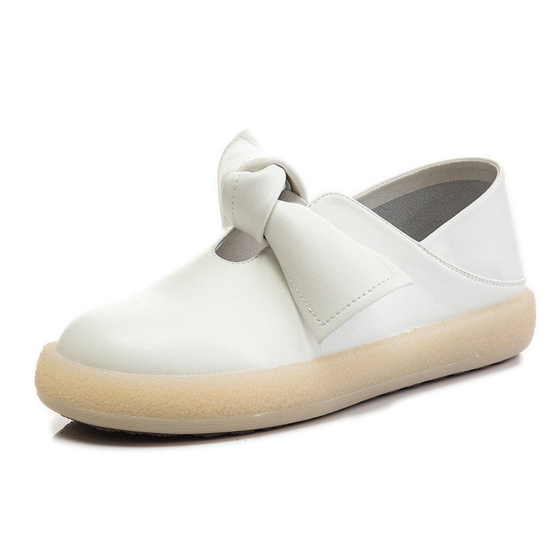 Bowknot Autumn Soft Leather  Flat  One Pedal Casual Single Shoes Women's Trend