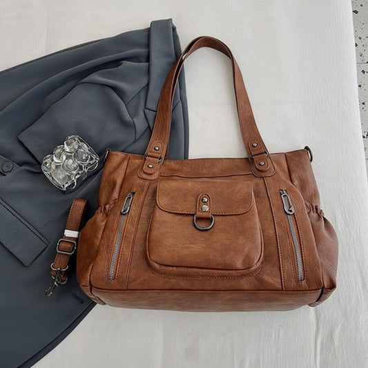European And American Retro Simplicity Texture Solid Color Single-shoulder Bag