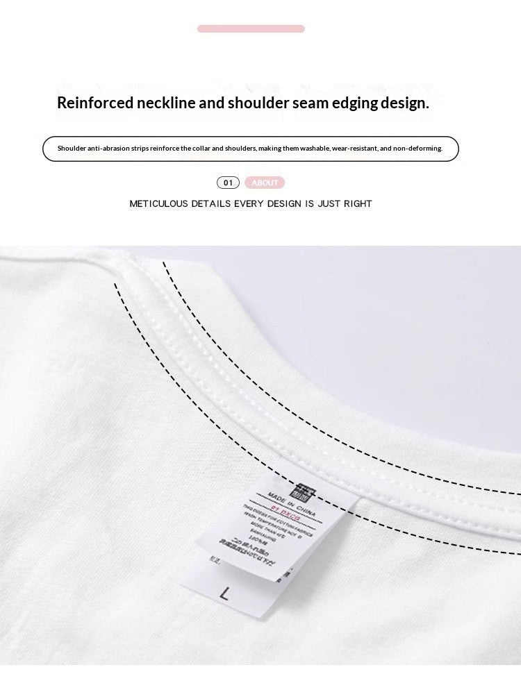 Simple Printed Loose-fitting Versatile Short-sleeve Top