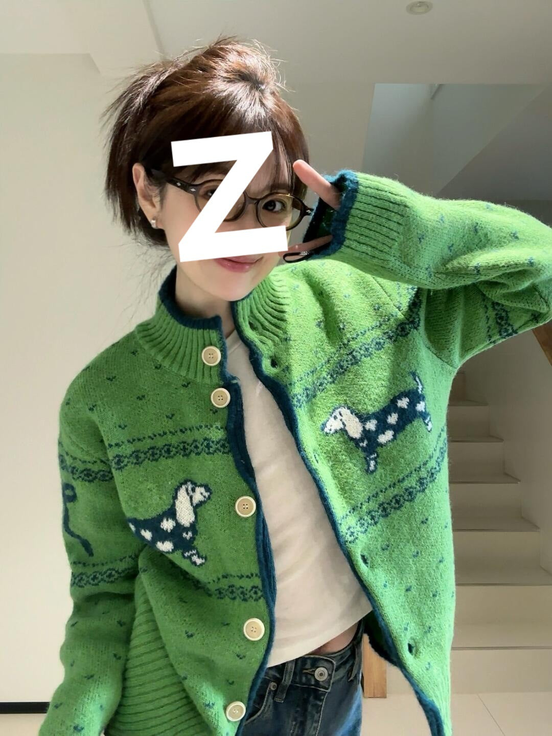 Retro Atmosphere Wear Korean Style Green Sweater