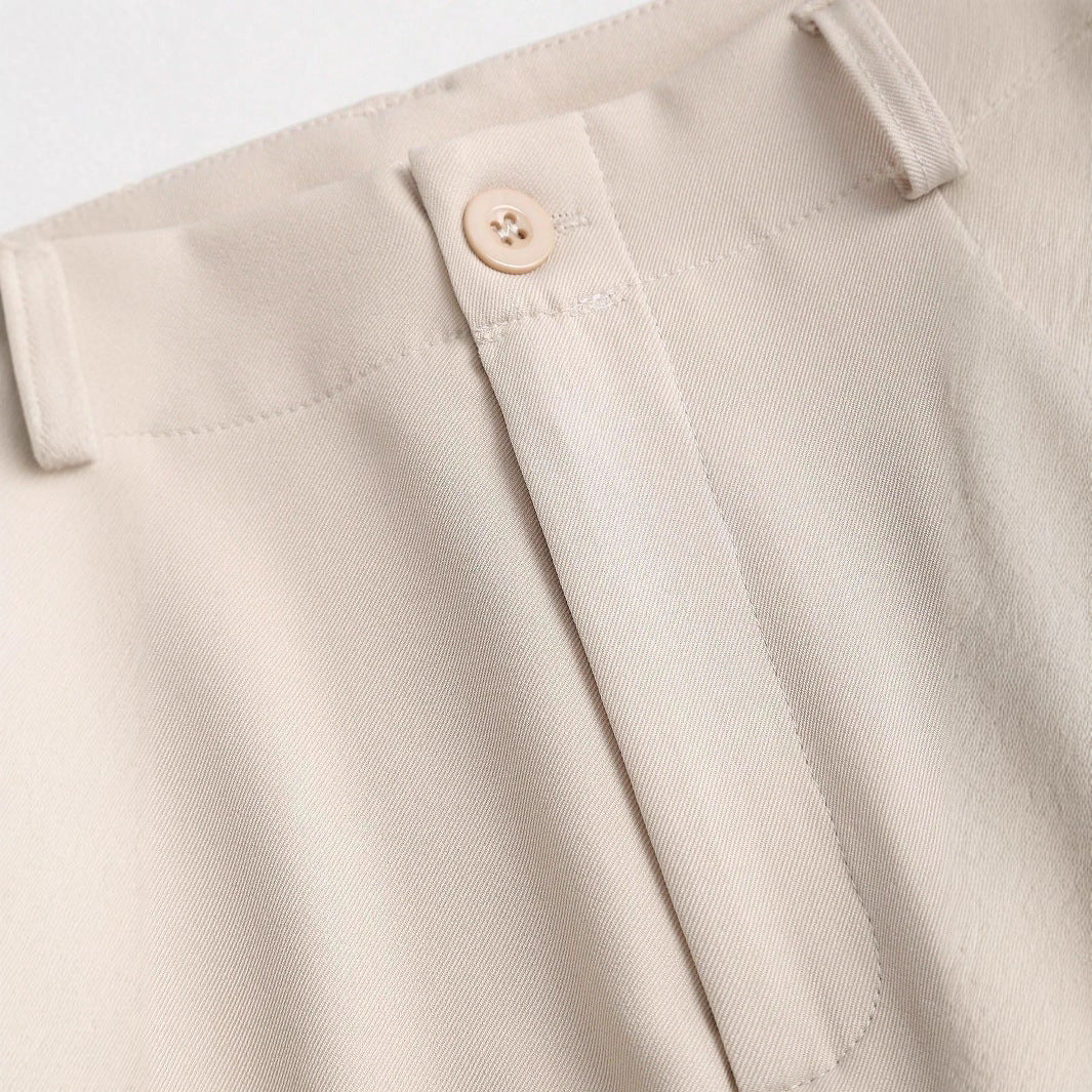 Casual Japanese-style High-waisted Slim-fit Draping Wide-leg Pants