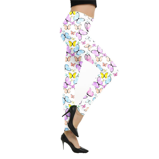 European And American Cartoon Abstract Graffiti Print Leggings Women