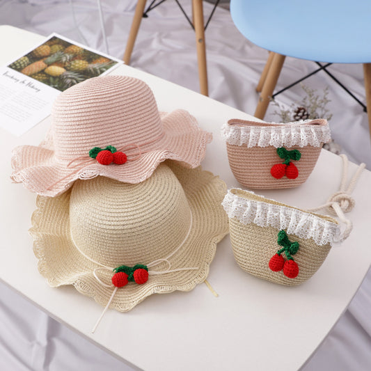 Children's Cute Beach Shade Straw Hat Bag