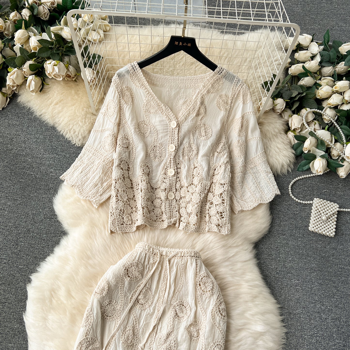 Bohemian Vintage Crochet Openwork Cardigan With A Versatile Skirt