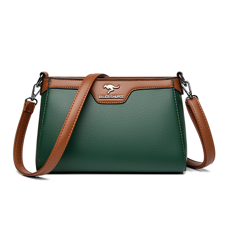 One Shoulder Blød Læder Lille Firkantet Syning Kvinder Crossbody Taske