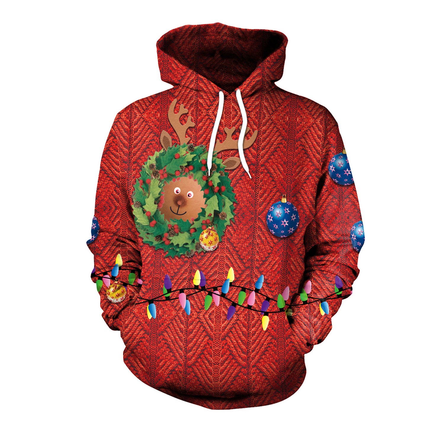Dame jule løs alsidig hætte sweatshirt med kreativt digitalprint