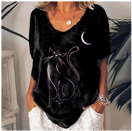 T-shirt Animal Print Casual Loose Street Trend