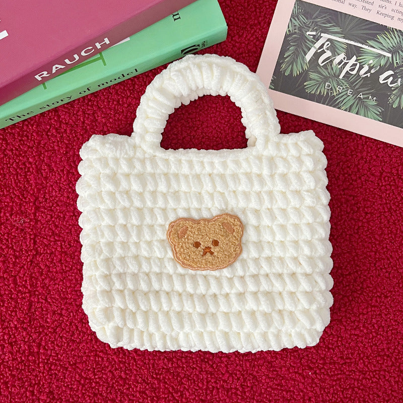 Hand-woven Ice Strip Thread Bear Handbag