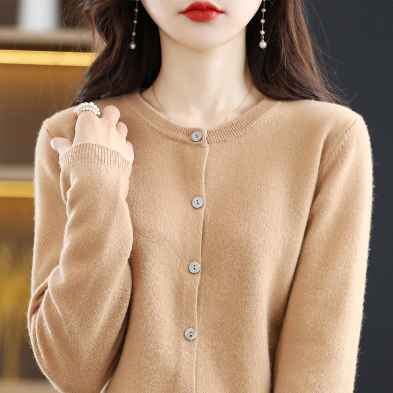 New Womens Short Long-sleeved Knitted Cardigan Sweater