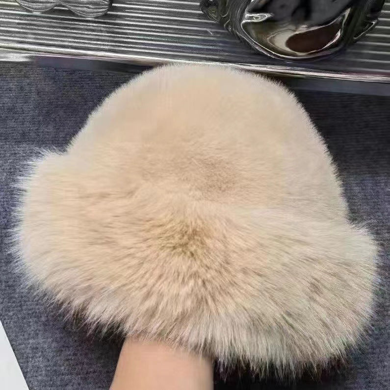 Fur Fashion Bucket Hat Mink-like Women