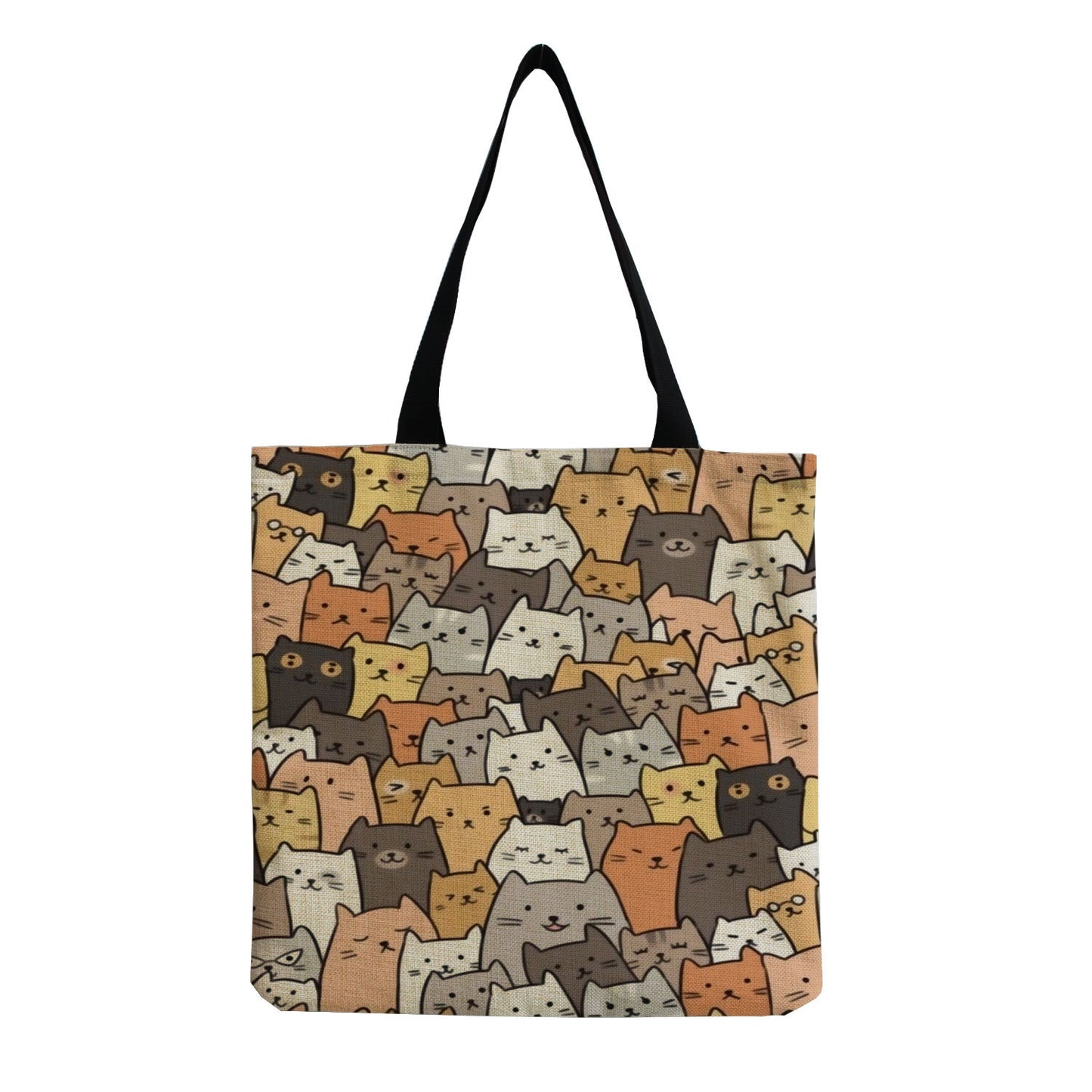 Foldable Portable Cute Cat-group Printed Handbag