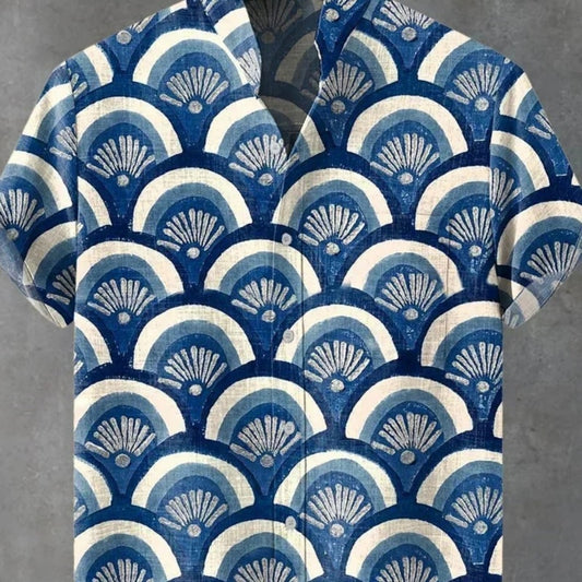 Stand Collar Fashion Trend Casual Cool All-match Short-sleeved Shirt Men