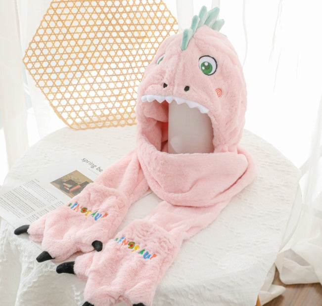 Winter Hat And Scarf Integrated Plush Insulation